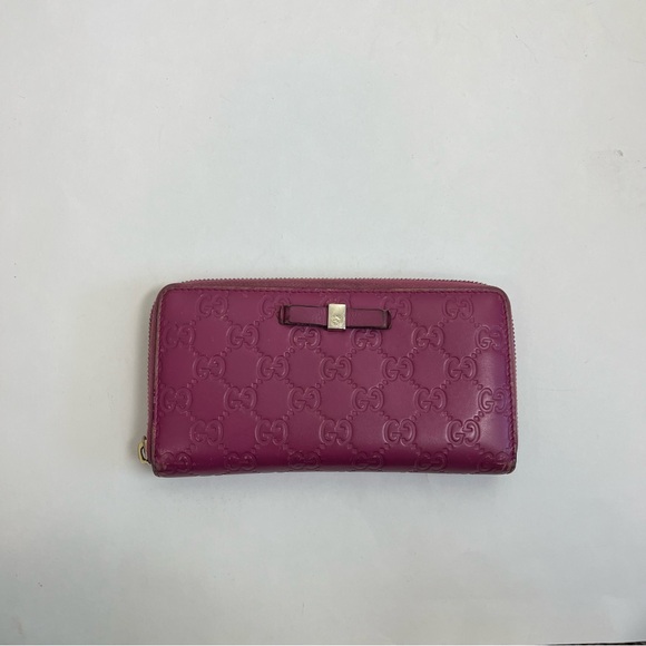 GUCCI Guccissima Signature Bowy Zip Around Wallet Peonia Flower - Picture 16 of 16